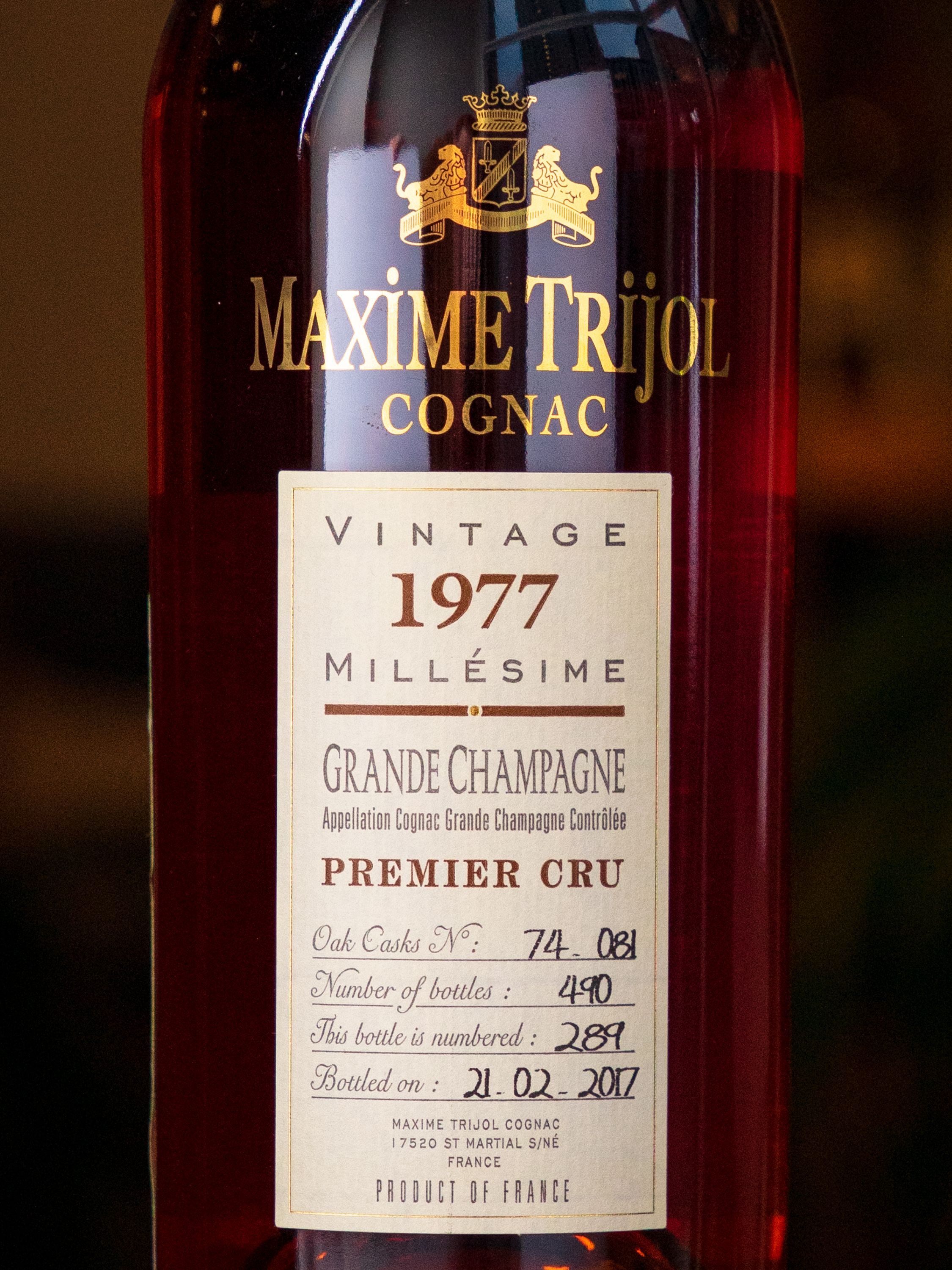 Коньяк Maxime Trijol Grande Champagne Premier Cru 1977 / Максим Трижоль Гранд Шампань Премьер Крю 1977