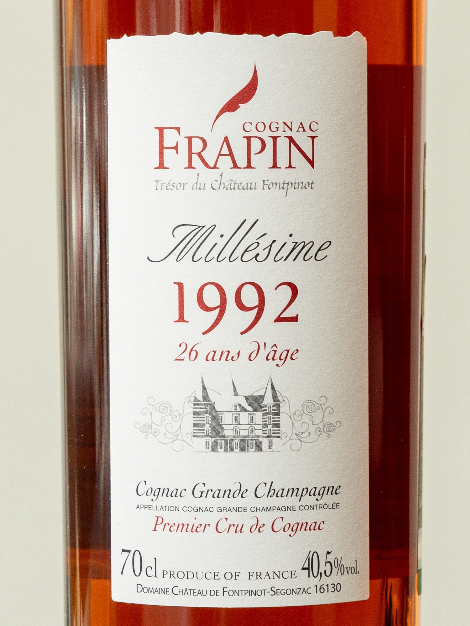 Этикетка Frapin Millesime Cognac Grand Champagne 1992