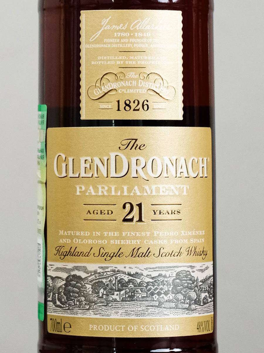 Этикетка Glendronach Parliament 21 YO