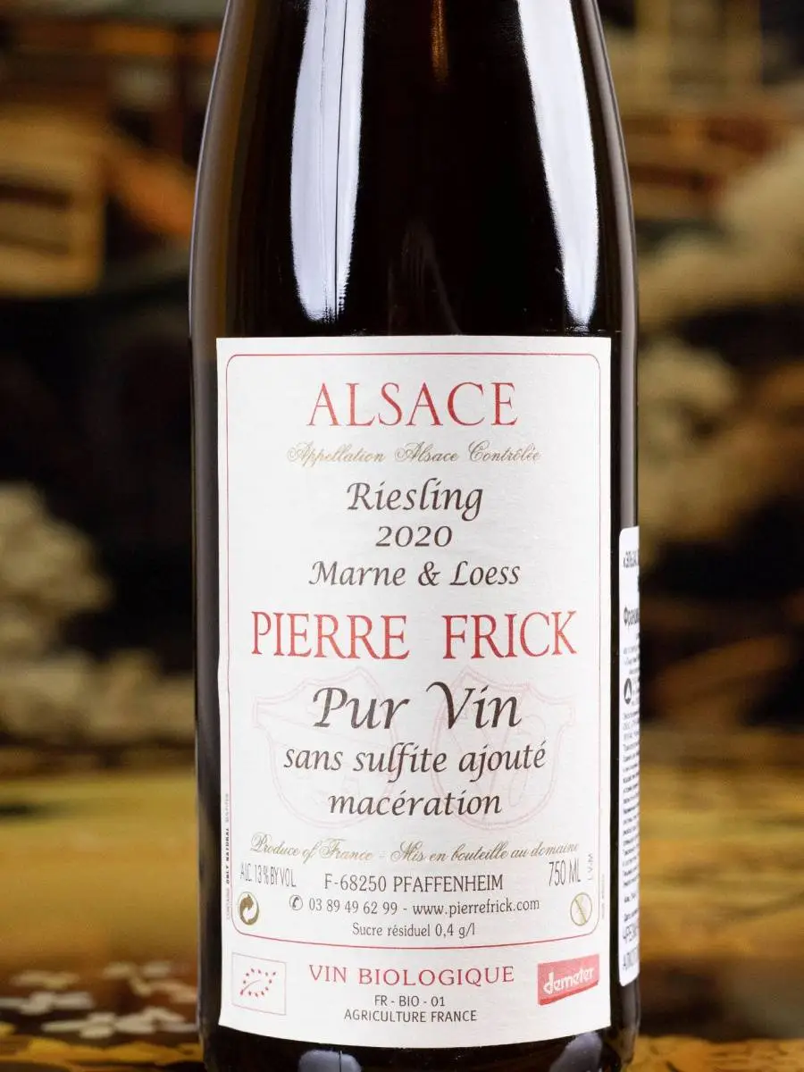 Этикетка Pierre Frick Riesling Marne & Loess Alsace