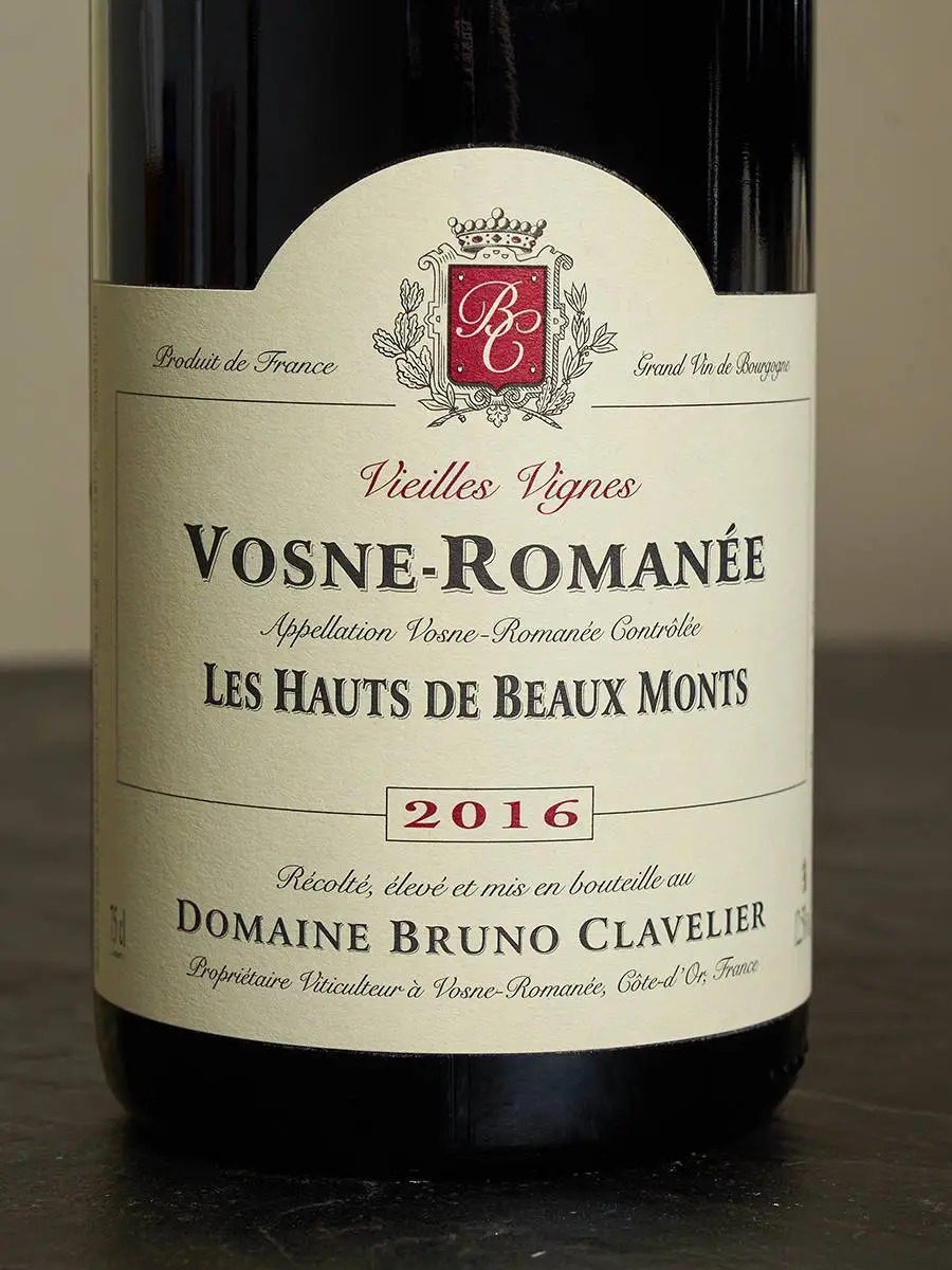 Этикетка Domaine Bruno Clavelier Vosne-Romanee Les Hauts de Beaux Monts 2016