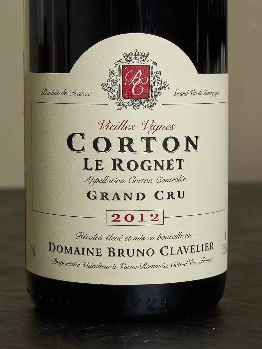 Этикетка Domaine Bruno Clavelier Corton Grand Cru Le Rognet 2012