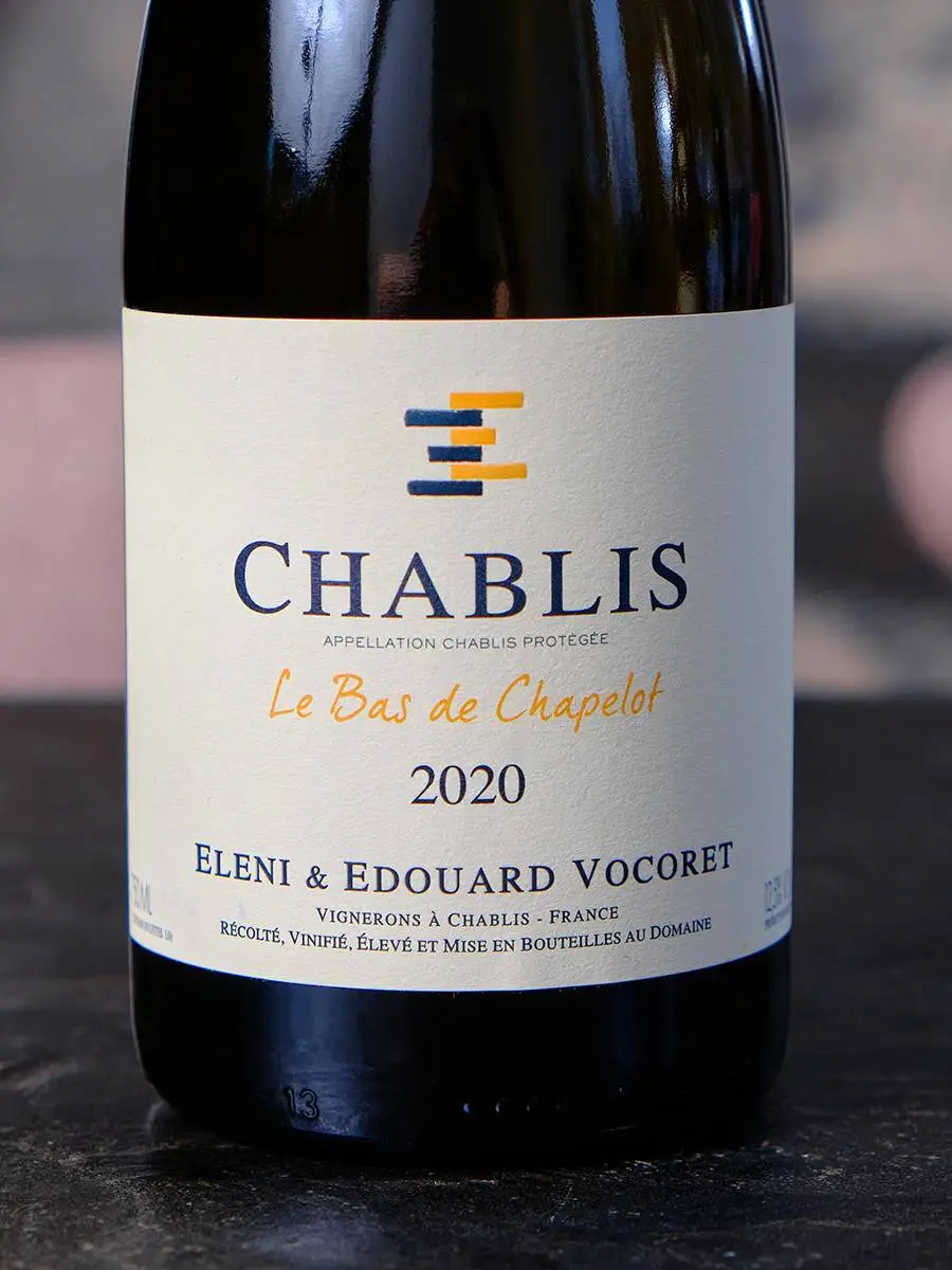 Этикетка Domaine Eleni et Edouard Vocoret Chablis Le Bas de Chapelot 2020